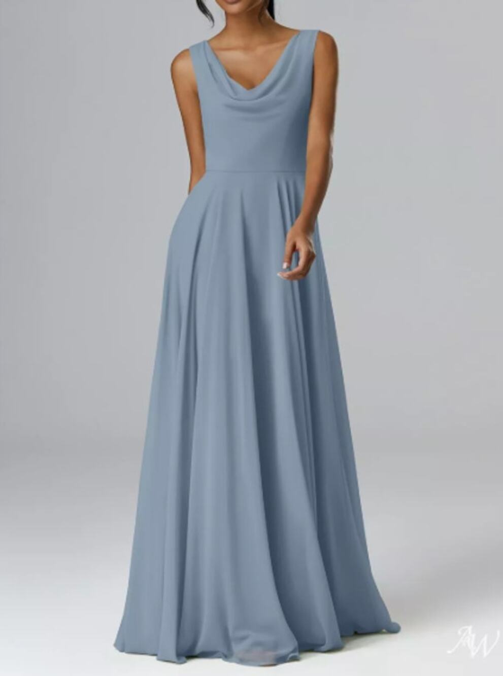 AW BRIDAL sz 18 2x plus light dusty blue chiffon Petronilla maxi dress NEW B28